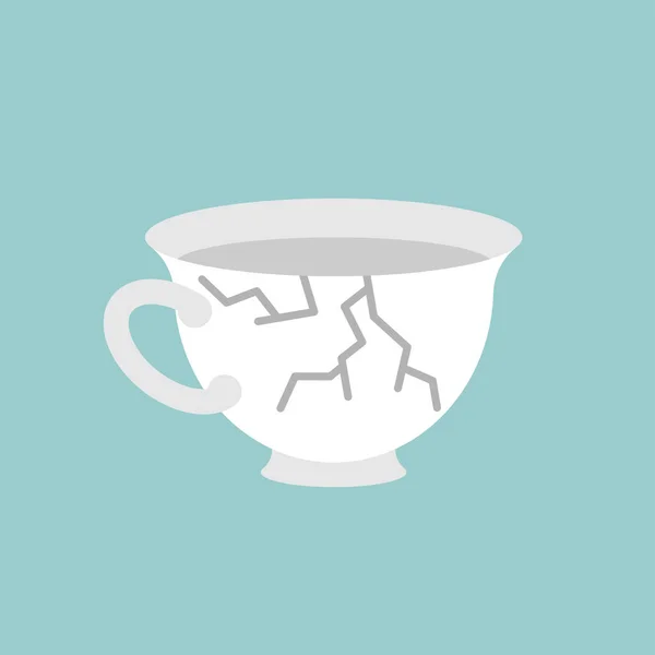 壊れたコップは孤立した 砕いたマグカップ ベクターイラスト — ストックベクタ