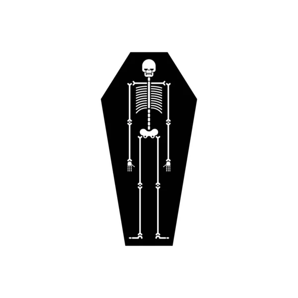 骷髅在棺材里死在坟墓里的人矢量说明 — 图库矢量图片