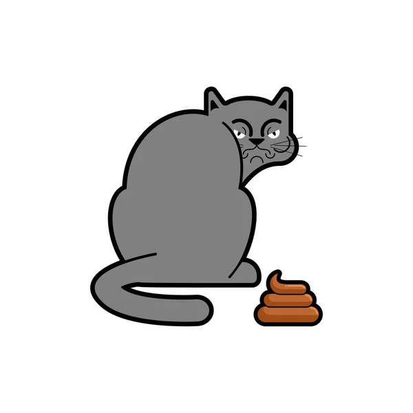 Resentful Cat Pooped Pet Offended Shit Bad Home Animal Vector — Stockvektor