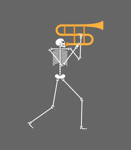 Musicien Squelette Avec Trombone Death Orchestra Illustration Vectorielle — Image vectorielle