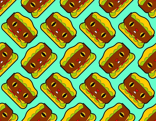 Hamburger Kedisi Çizgi Film Desenleri Pürüzsüz Hamburger Kedisi Geçmişi — Stok Vektör