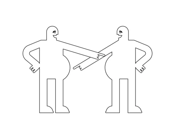 Deux Gros Moquent Autre Pointent Doigt Leur Ventre — Image vectorielle