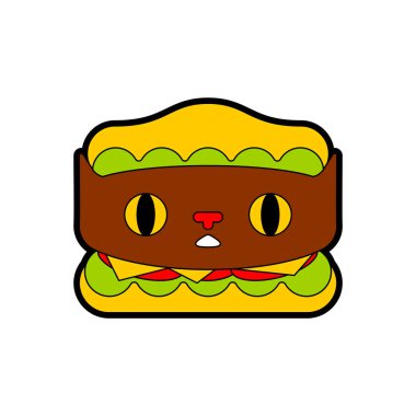 Burger Cat çizgi filmi izole edildi. Hamburger kedisi.