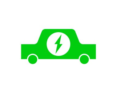 Elektrikli araba tabelası için şarj ediliyor. Yeşil eko enerji sembolü.