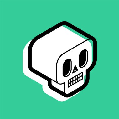 Kafatası izometrik stil simgesi. Kafatası işareti Vektör illüstrasyonu