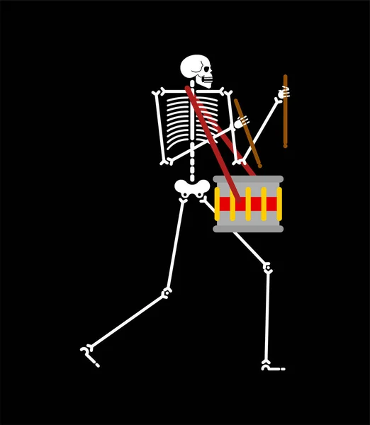 Músico Esqueleto Com Tambor Orquestra Morte Ilustração Vetorial —  Vetores de Stock