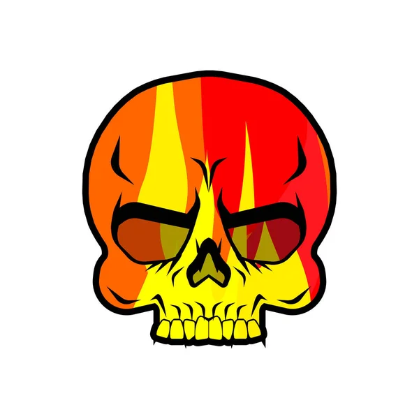 Fire Skull Cabeza Esqueleto Llamas Ilustración Vectorial — Vector de stock