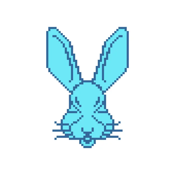 Hare Ansikte Pixel Konst Bitrabbit Mynning Pixelated — Stock vektor