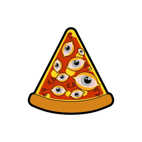 Pizza Met Geïsoleerde Ogen Vectorillustratie — Stockvector