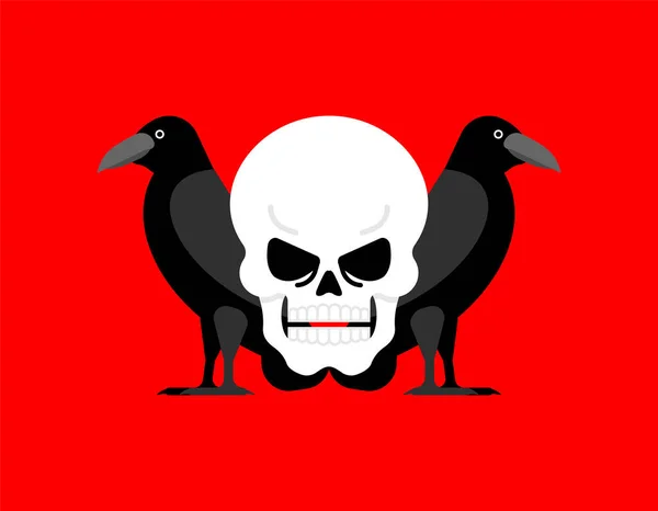 Czarny Kruk Czaszka Czarny Kruk Symbolem Śmierci — Wektor stockowy