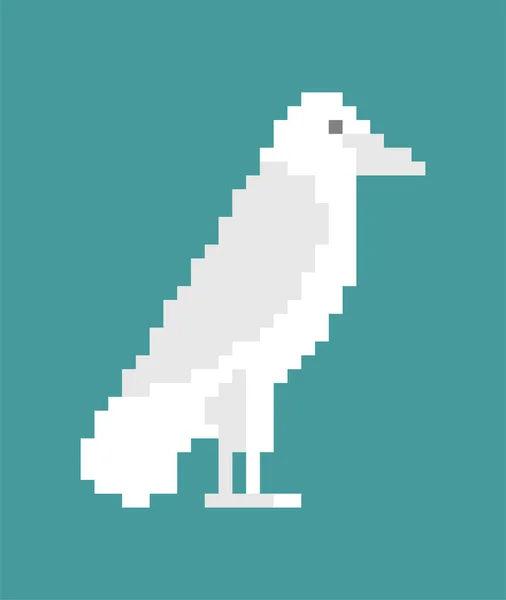 Cuervo Blanco Pixel Art Bit Cuervo Blanco Concepto Extraño Nuestro — Vector de stock