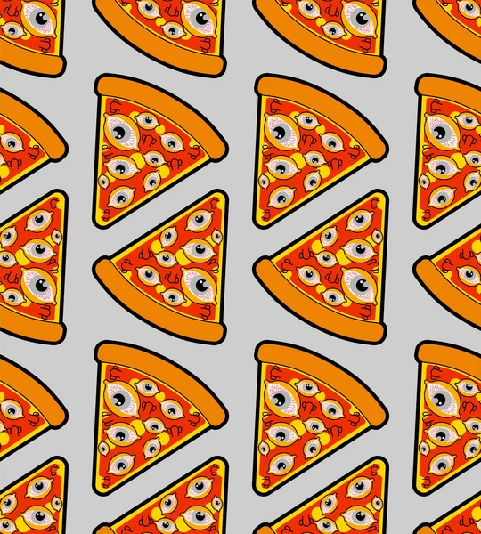 Pizza Con Occhi Pattern Senza Soluzione Continuità Sfondo Vettoriale — Vettoriale Stock