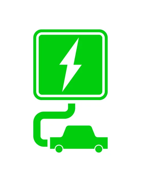 Carica Auto Elettrica Segno Ecoenergia Verde Simbolo — Vettoriale Stock