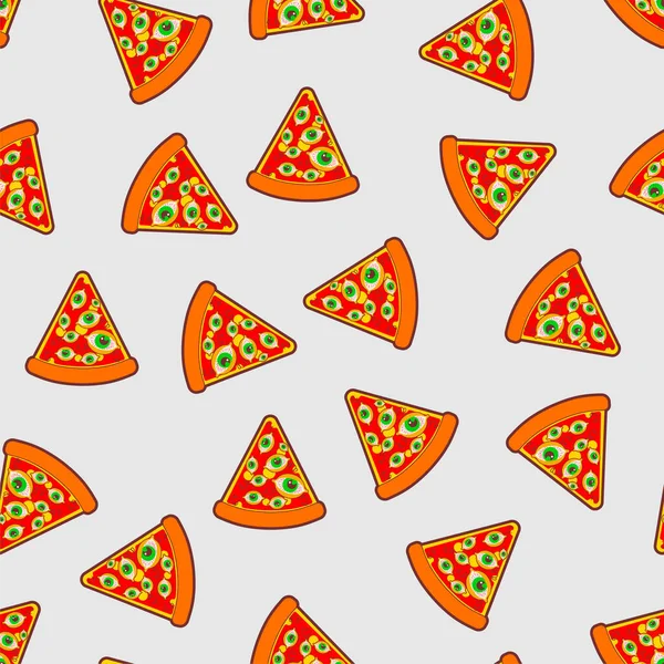 Pizza Con Ojos Patrón Sin Costuras Fondo Vectorial — Vector de stock