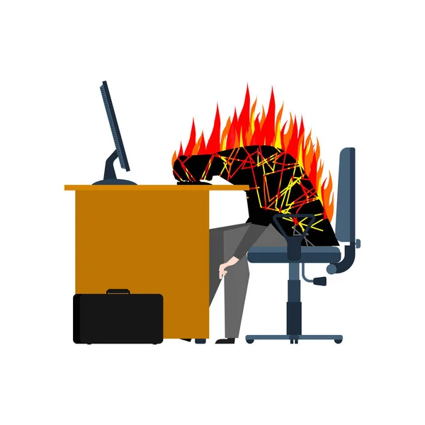 Konzept Zum Thema Burn Out Geschäftsmann Flammen — Stockvektor
