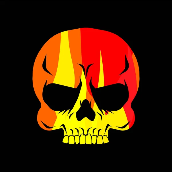 Vuur Skull Skelet Hoofd Brand Vectorillustratie — Stockvector