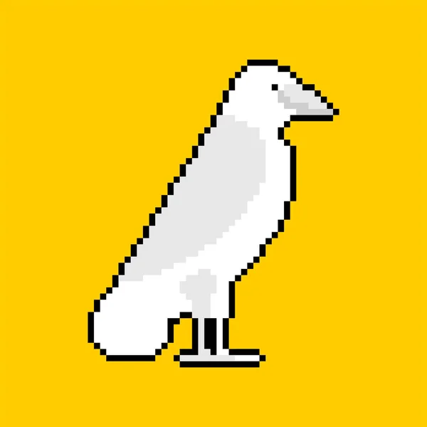 Weiße Krähe Pixelkunst Bit White Raven Ist Ein Fremdes Konzept — Stockvektor