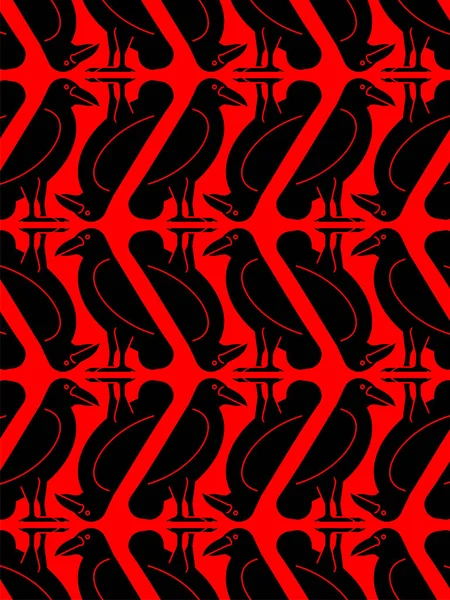 Black Raven Pattern Senza Soluzione Continuità Sfondo Corvo Nero Simbolo — Vettoriale Stock