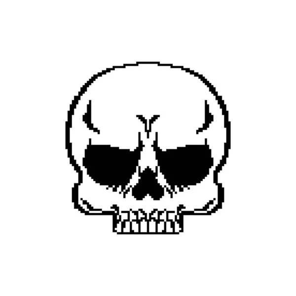 Pixel Art Crâne Anatomique Isolé Tête Squelette Bits Illustration Vectorielle — Image vectorielle