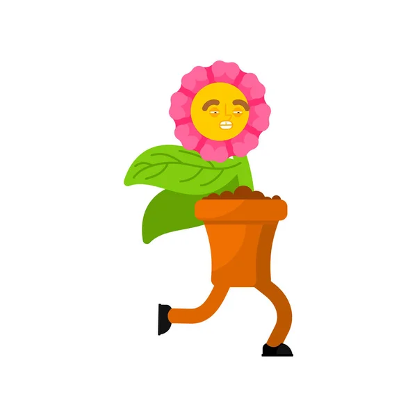 Běžící Květina Znamení Doručení Květin Květina Květináči Vektorová Ilustrace — Stockový vektor