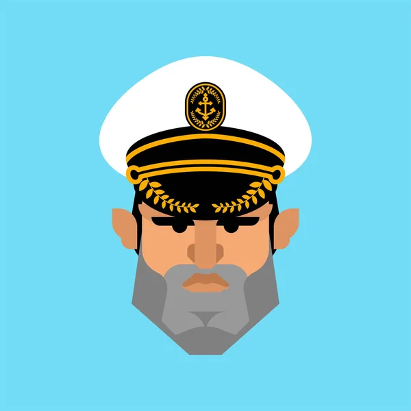 キャップのキャプテンの顔 海キャプテンベクトルイラスト — ストックベクタ