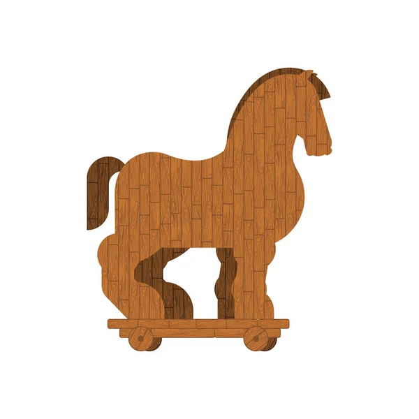 Trojaans Paard Houten Geïsoleerd Vectorillustratie — Stockvector