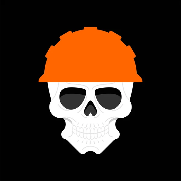 Crâne Dans Casque Travail Squelette Tête Travailleur — Image vectorielle