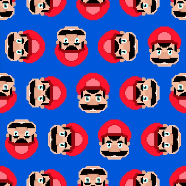 Mustachioed管道工视频游戏模式 儿童织物装饰品 — 图库矢量图片