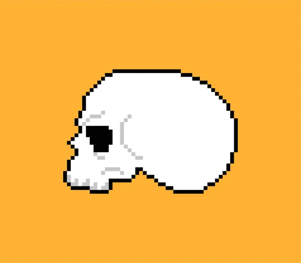 Skull Pixel Art Bitů Lebky Pixelovaná Vektorová Ilustrace — Stockový vektor