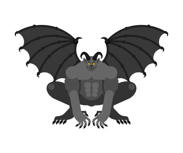 Gargoyle Geïsoleerd Steen Demonisch Karakter Monster Fantastisch Architectonisch Object — Stockvector