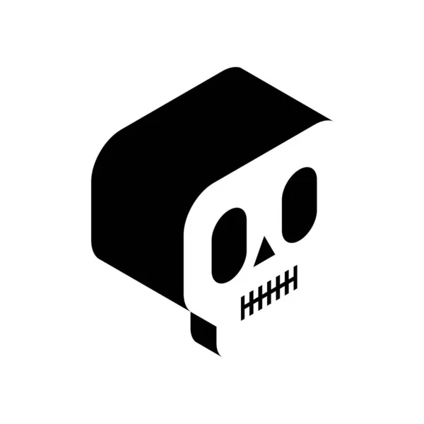 Skull Isometric Style Icon Cranium Sign Vector Illustration — Stock Vector