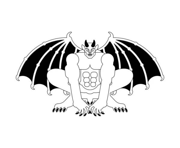 Gargoyle Isolato Personaggio Demoniaco Pietra Mostro Fantastico Oggetto Architettonico — Vettoriale Stock