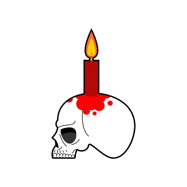 Totenkopf Mit Kerze Isoliert Wunderkerze Für Das Ritual Hexen Accessoire — Stockvektor