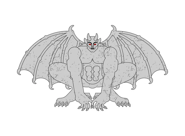 Gargoyle Izole Edildi Taş Gibi Şeytani Bir Karakter Canavar Fantastik — Stok Vektör