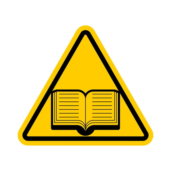 Lectura Del Libro Atención Libros Precaución Señal Amarilla Advertencia — Vector de stock