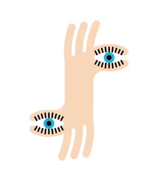 Finger Eye Binoculars Hand Gesture Vector Illustratio — Stock Vector