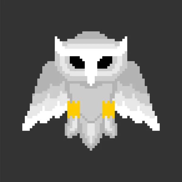 White Owl Pixel Konst Bitars Örn Pixelatedl Vektorillustration — Stock vektor