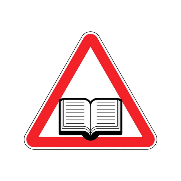 Attenzione Lettura Del Libro Libri Prudenza Segnaletica Stradale Rossa — Vettoriale Stock