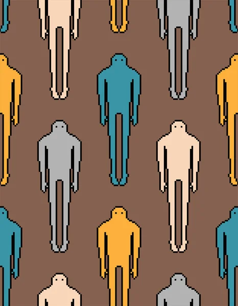 ゴーストピクセルアートパターンシームレス 8ビットの人間の幻背景 ピクセル化されたスプークキッズファブリック装飾 — ストックベクタ