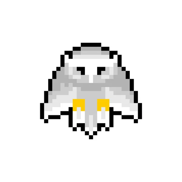 Arte White Owl Pixel Águia Bits Pixelatedl Ilustração Vetorial —  Vetores de Stock