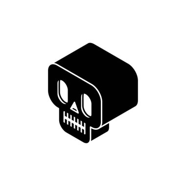 Kafatası izometrik stil simgesi. Kafatası işareti Vektör illüstrasyonu