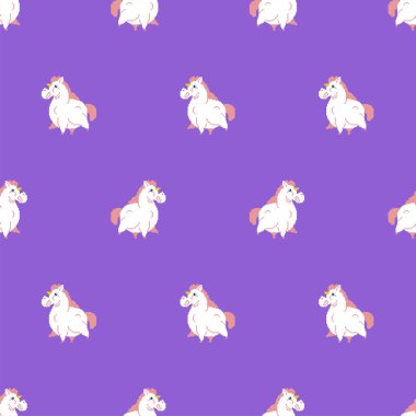 Şişko Tekboynuz Pikseli Sanat Şablonu kusursuz. 8 bit etli mitolojik hayvan arka planı. pixelated Bebek kumaşı süsü