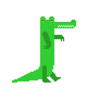 Timsah Pixel sanatı. 8 bitlik timsah. pixelated timsah vektörü illüstrasyonu