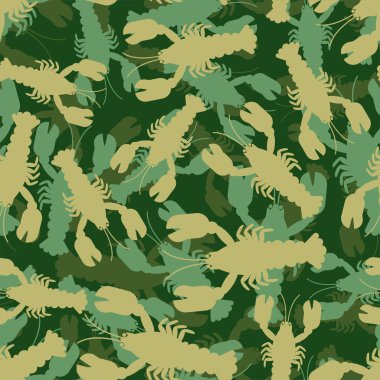 Kerevit ordu desenleri kusursuz. Pençeleri olan deniz hayvanı. Avcılar ve askerler için askeri doku.