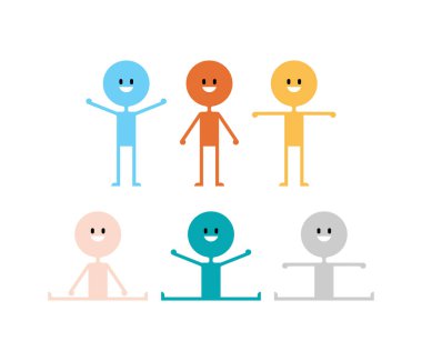 Neşeli insanlar. Mutlu adam seti. Vektör illüstrasyonu