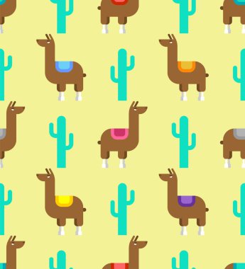 Lama alpaka çizgi film desenleri pürüzsüz. Çocuk kumaşı süsü.