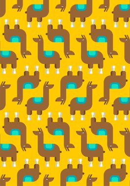 Lama alpaka çizgi film desenleri pürüzsüz. Çocuk kumaşı süsü.