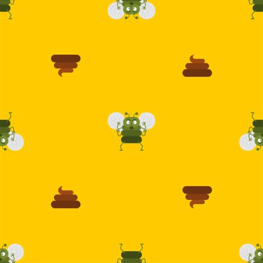 Fly and shit pattern seamless. Fly eats poop background