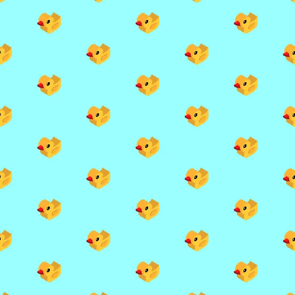 Гумовий Піксельний Художній Візерунок Качки Безшовний Біт Фону Піксельний Орнамент — стоковий вектор