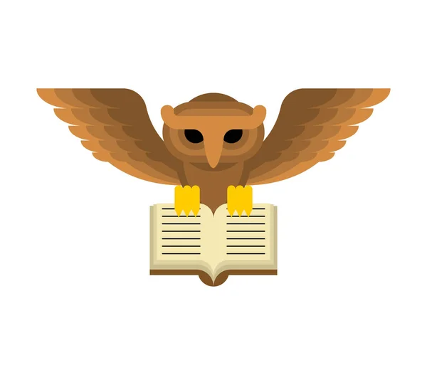 Búho Libro Búho Águila Con Libro Abierto Ilustración Del Vector — Vector de stock